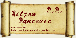 Miljan Mančević vizit kartica